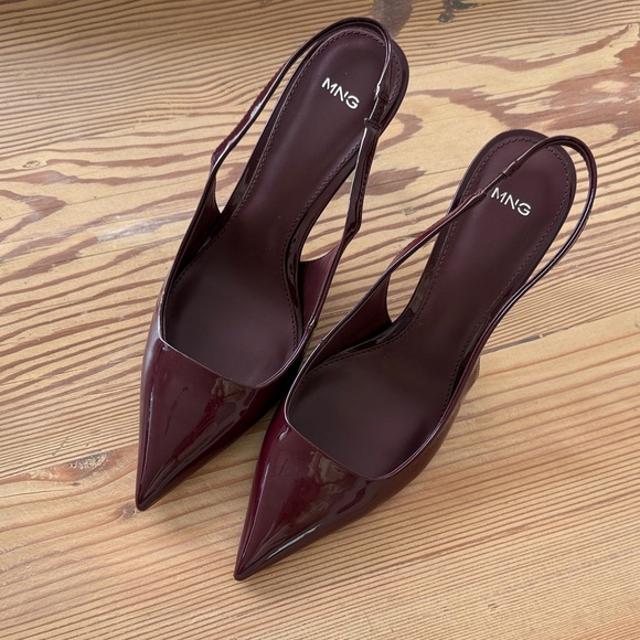 Mango Shoes - Mango patent burgundy pointed toe heels